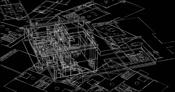 Linee Disegno Astratte Nel Concetto Arte Architettonica Forme Geometriche Minime — Foto Stock