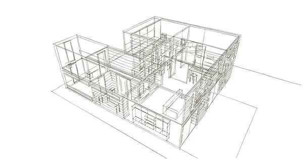 Arquitectura Edificio Ilustración Sobre Fondo —  Fotos de Stock