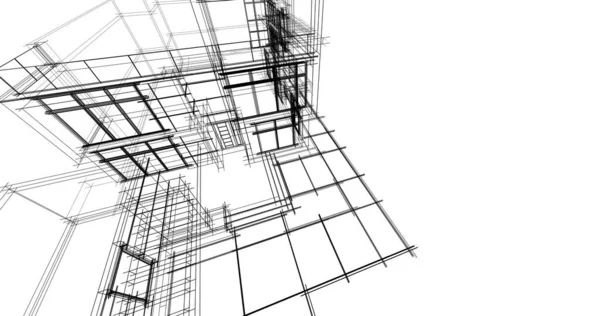 Architektonische Tapete Design Digitale Gebäudeskizze — Stockfoto