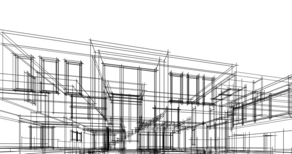 Abstraktní Kreslicí Čáry Architektonickém Pojetí Minimální Geometrické Tvary — Stock fotografie