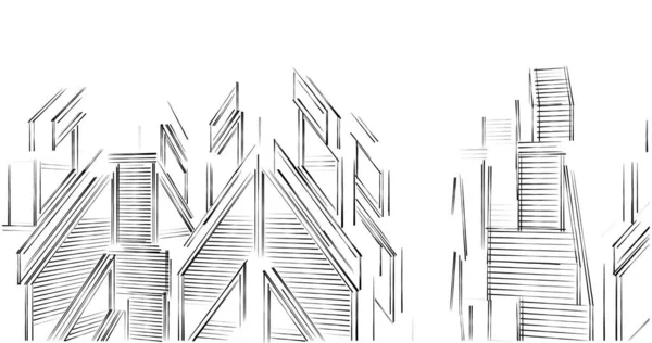 Skica Umění Geometrické Architektonické Stavby Design — Stock fotografie