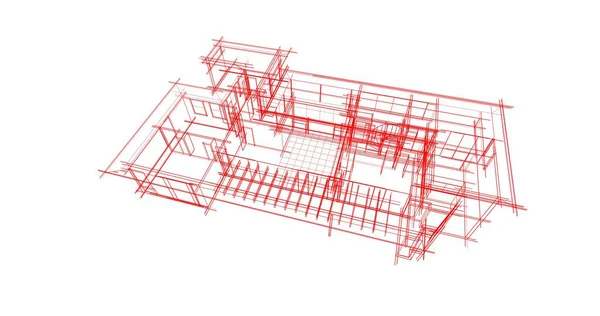 Elvont Rajzvonalak Építészeti Képzőművészetben Minimális Geometriai Formák — Stock Fotó