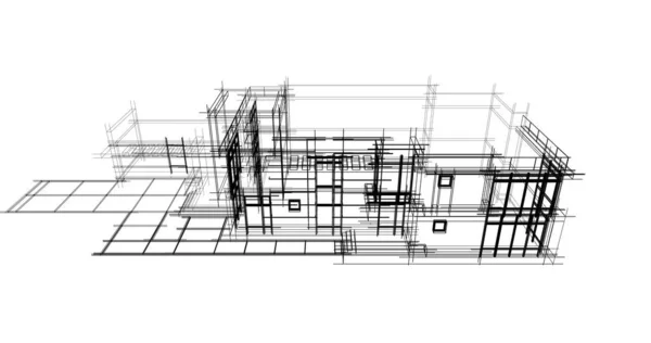 Abstracte Tekenlijnen Architectonisch Kunstconcept Minimale Geometrische Vormen — Stockfoto