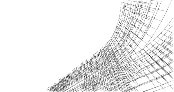 建筑艺术概念中的抽象绘图线 最小几何形状 — 图库照片