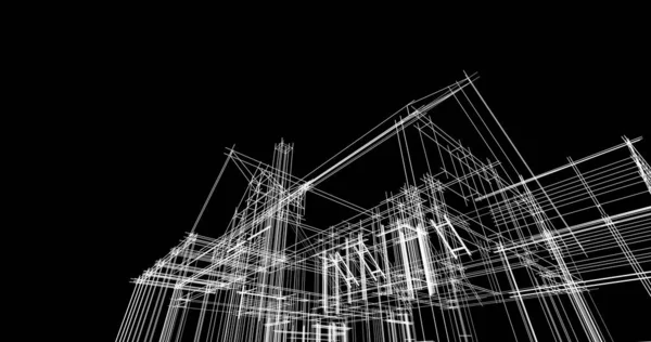 Minimalny Projekt Geometryczny Budynków Architektonicznych — Zdjęcie stockowe