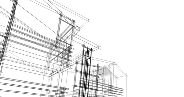 Abstraktní Kreslicí Čáry Architektonickém Pojetí Minimální Geometrické Tvary — Stock fotografie