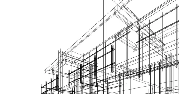 Lignes Dessin Abstraites Dans Concept Art Architectural Formes Géométriques Minimales — Photo