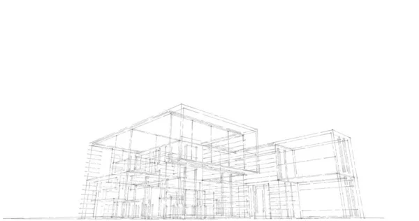 Progettazione Carta Parati Architettonica Schizzo Edificio Digitale — Foto Stock