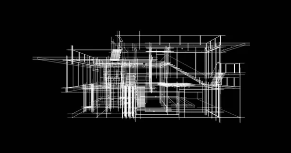 Abstrakcyjne Linie Rysunku Koncepcji Sztuki Architektonicznej Minimalne Kształty Geometryczne — Zdjęcie stockowe