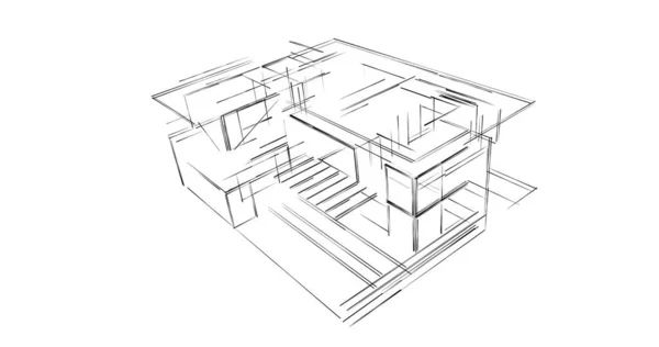 Abstrakte Zeichnungslinien Architektonischen Kunstkonzept Minimale Geometrische Formen — Stockfoto