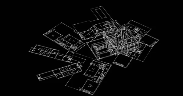 Abstract Drawing Lines Architectural Art Concept Minimal Geometrical Shapes — Stock Photo, Image