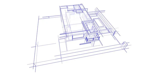 Elvont Rajzvonalak Építészeti Képzőművészetben Minimális Geometriai Formák — Stock Fotó