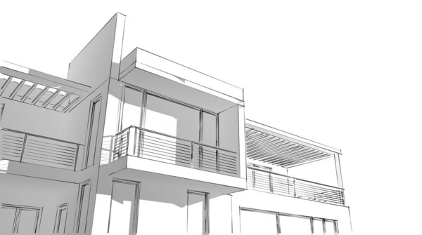 Líneas Abstractas Dibujo Concepto Arte Arquitectónico Formas Geométricas Mínimas — Foto de Stock