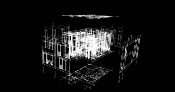 Líneas Abstractas Dibujo Concepto Arte Arquitectónico Formas Geométricas Mínimas —  Fotos de Stock