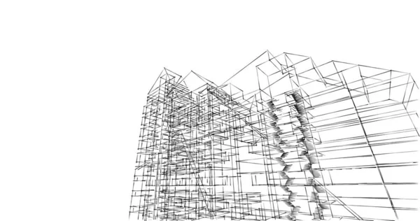 Arkaplanda mimari bina 3d illüstrasyon,