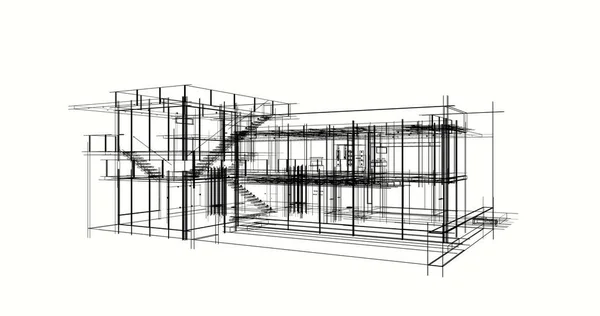 最小限の幾何学的形状建築線 — ストック写真