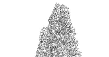 Mimari sanat konseptinde soyut çizgiler, minimum geometrik şekiller. 