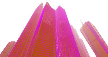 Arkaplanda mimari bina 3d illüstrasyon