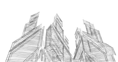 Mimari sanat konseptinde soyut çizgiler, minimum geometrik şekiller. 