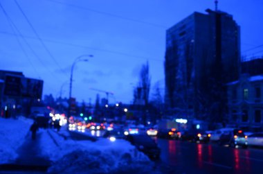 Bulanık soyut ışıklar gece şehrin arka planı