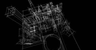 Arkaplanda mimari bina 3d illüstrasyon