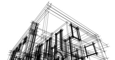Mimari sanat konseptinde soyut çizgiler, minimum geometrik şekiller. 