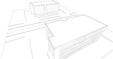 Mimari sanat konseptinde soyut çizgiler, minimum geometrik şekiller. 