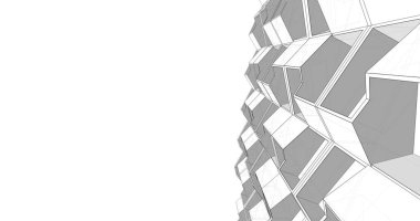 Mimari sanat konseptinde soyut çizgiler, minimum geometrik şekiller. 