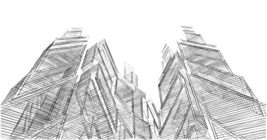 Mimari sanat konseptinde soyut çizgiler, minimum geometrik şekiller. 