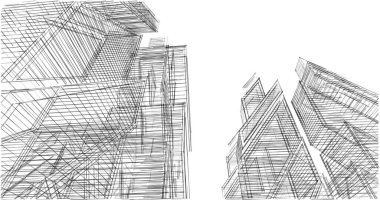 Mimari sanat konseptinde soyut çizgiler, minimum geometrik şekiller. 