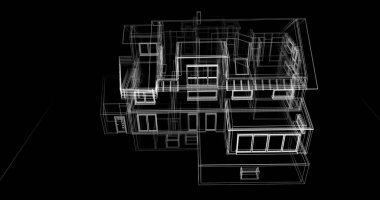 Arkaplanda mimari bina 3d illüstrasyon