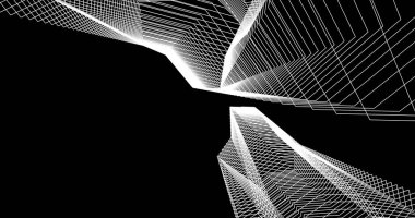 Mimari sanat konseptinde soyut çizgiler, minimum geometrik şekiller. 