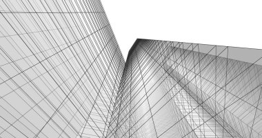 Arkaplanda mimari bina 3d illüstrasyon