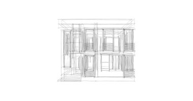 Arkaplanda mimari bina 3d illüstrasyon