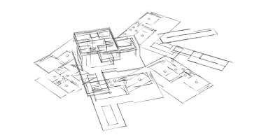 Mimari sanat konseptinde soyut çizgiler, minimum geometrik şekiller. 