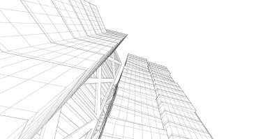 Arkaplanda mimari bina 3d illüstrasyon