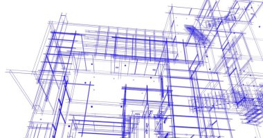 Arkaplanda mimari bina 3d illüstrasyon