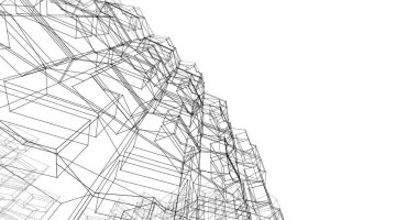 Mimari sanat konseptinde soyut çizgiler, minimum geometrik şekiller. 