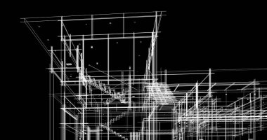 Arkaplanda mimari bina 3d illüstrasyon