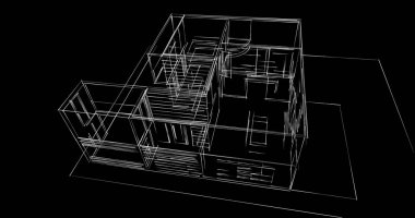 Arkaplanda mimari bina 3d illüstrasyon