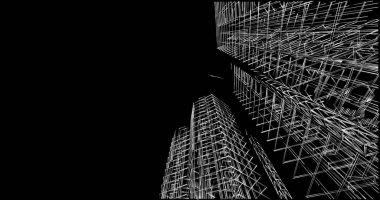 Mimari sanat konseptinde soyut çizgiler, minimum geometrik şekiller. 