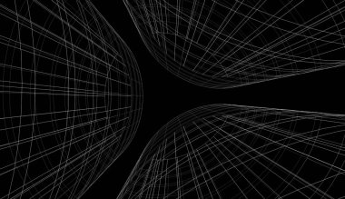 Arkaplanda mimari bina 3d illüstrasyon