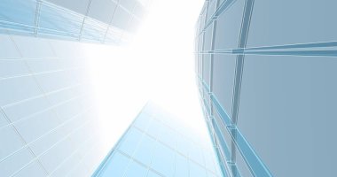 Arkaplanda mimari bina 3d illüstrasyon