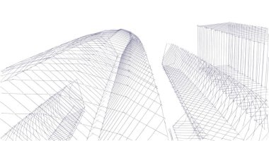 Arkaplanda mimari bina 3d illüstrasyon