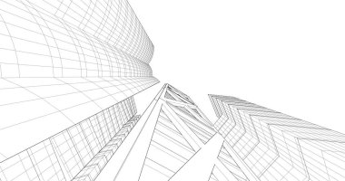 Arkaplanda mimari bina 3d illüstrasyon