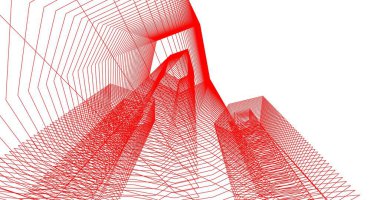 3d mimari duvar kağıdı tasarımı, dijital bina çizimi 