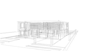 Mimari sanat konseptinde soyut çizgiler, minimum geometrik şekiller. 