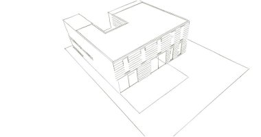 Arkaplanda mimari bina 3d illüstrasyon