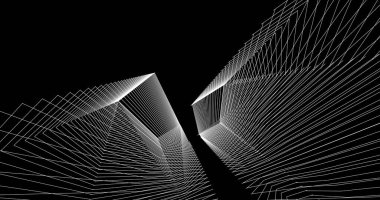 Mimari sanat konseptinde soyut çizgiler, minimum geometrik şekiller. 