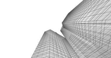 Arkaplanda mimari bina 3d illüstrasyon